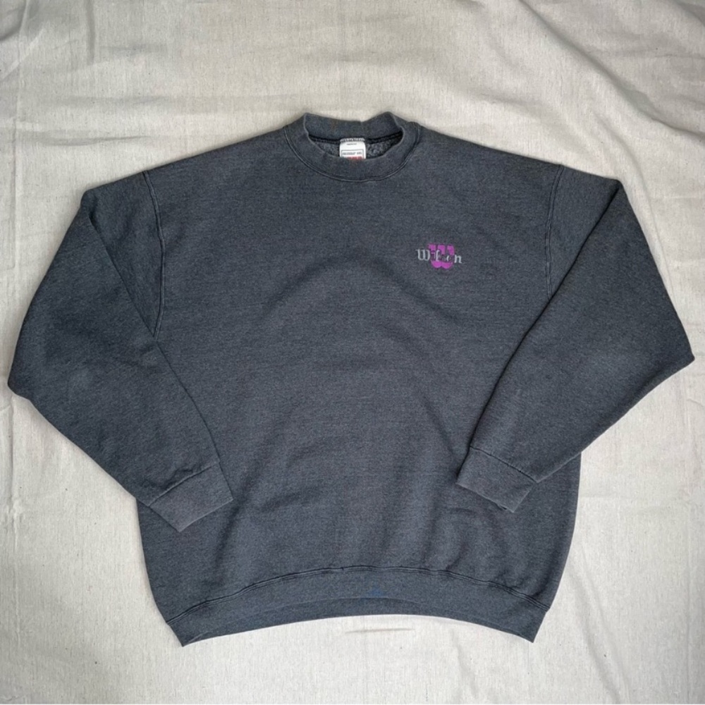 Vintage Wilson Sweatshirt Crew Neck USA Made Purple Spellout Mens Sz XXL 90s